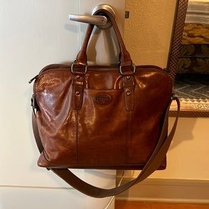 Cognac Leather Laptop Bag Fossil